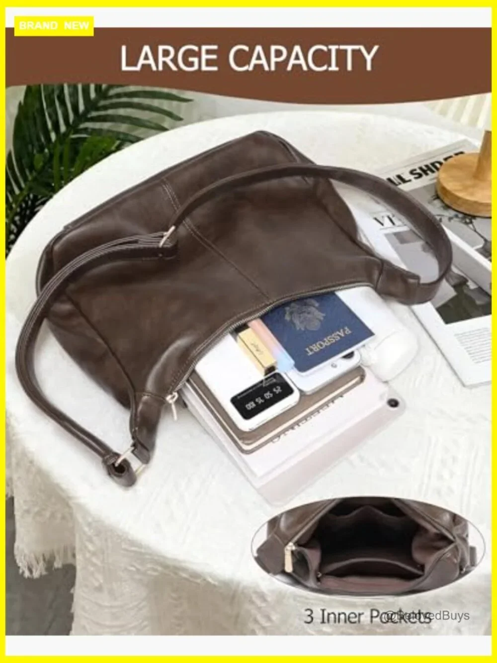 Soft Vegan Leather Hobo Bag Slouchy Crossbody Shoulder Tote Set with Mini Pouch